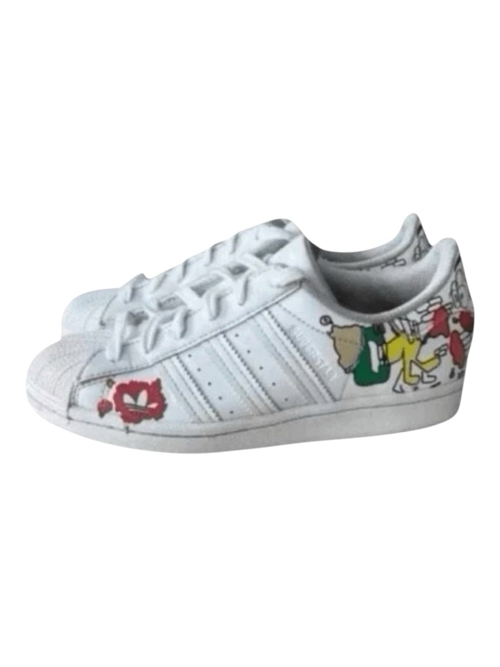 Adidas Superstar White Multicolor Big Kids Casual Sneaker Shoes Size 3.5 Comic